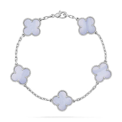 [⭐Renara] CLOVER 5 MOTIF PURPLE CHALCEDONY BRACELET COLLECTION