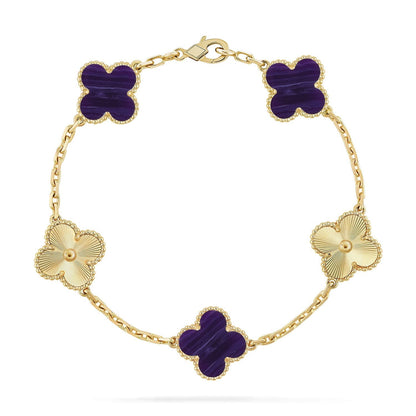 [⭐Renara]CLOVER 5 MOTIF PURPLE STRIPES BRACELET COLLECTION