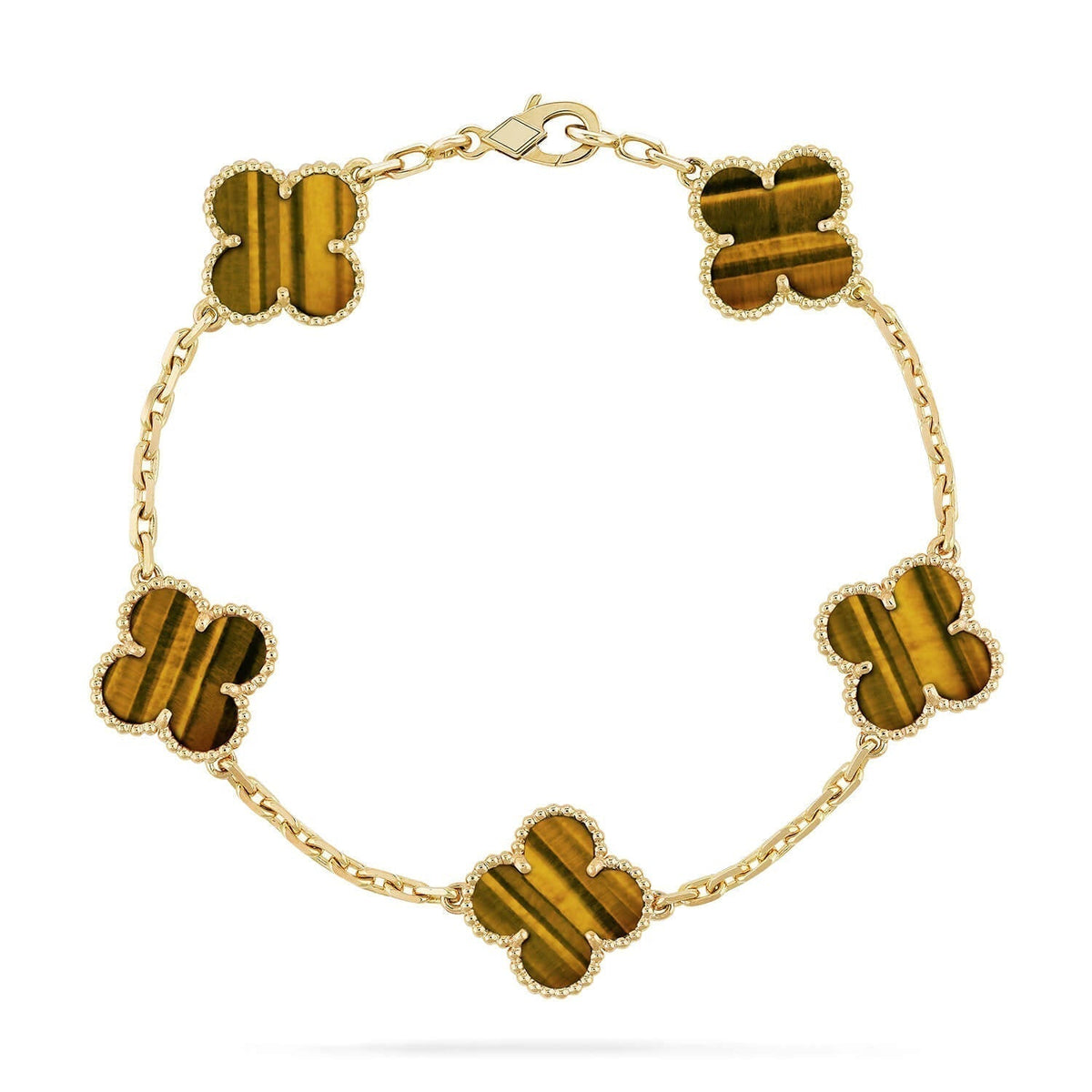 [⭐Renara] CLOVER 5 MOTIFS TIGER EYE BRACELET COLLECTION