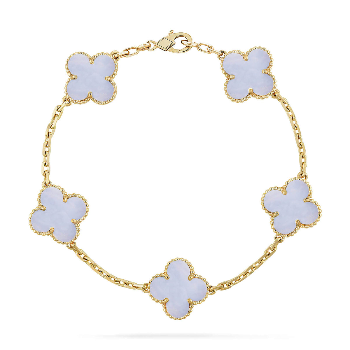 [⭐Renara] CLOVER 5 MOTIF PURPLE CHALCEDONY BRACELET COLLECTION