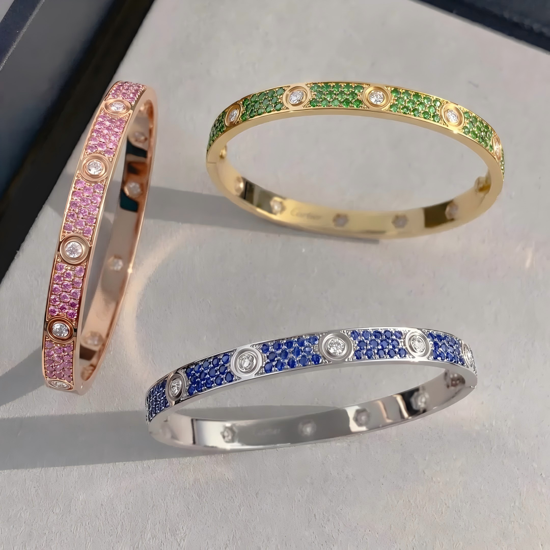 [⭐Renara]2026 PAVE GEMSTONE LOVE BRACELET 6.1MM 10 DIAMONDS