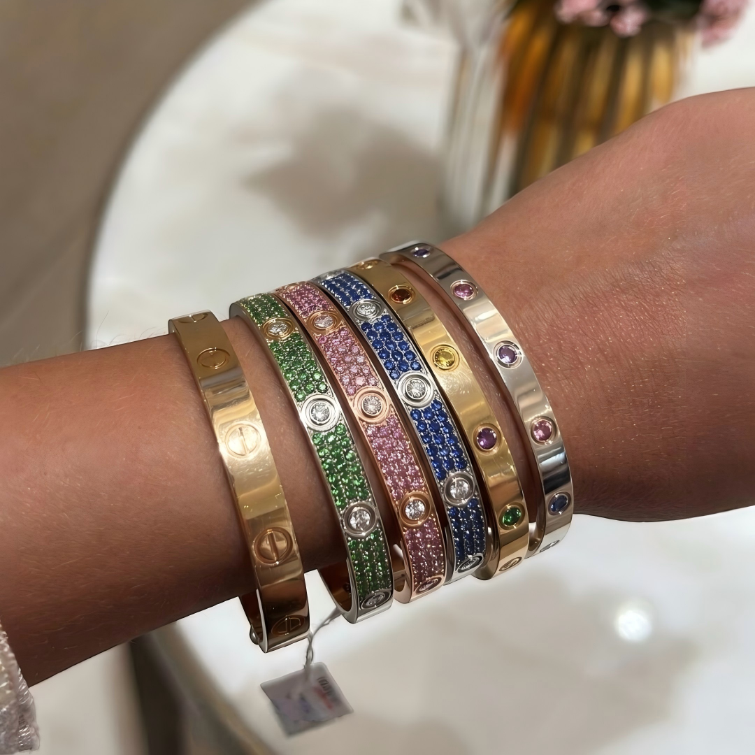 [⭐Renara]2026 PAVE GEMSTONE LOVE BRACELET 6.1MM 10 DIAMONDS