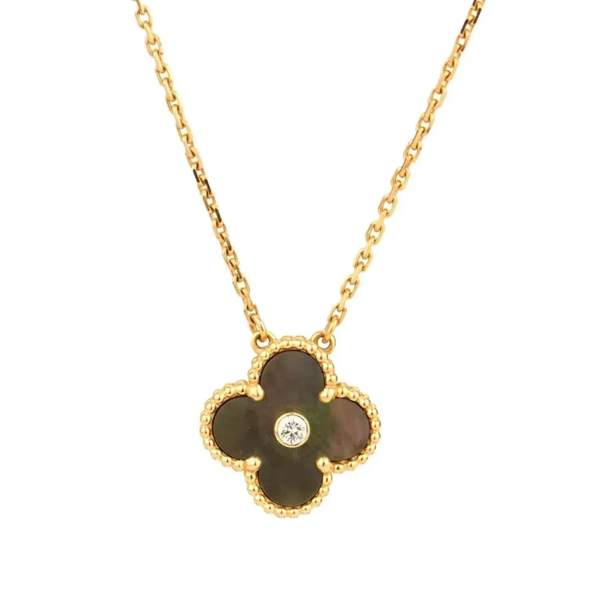 [⭐Renara]CLOVER 15MM DIAMOND AND MOTHER-OF-GREY NECKLACE