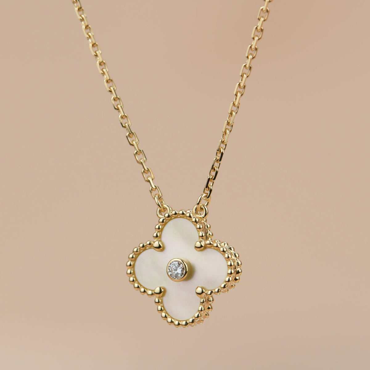 [⭐Renara]CLOVER 15MM DIAMOND GOLD MOTHER OF PEARL NECKLACE