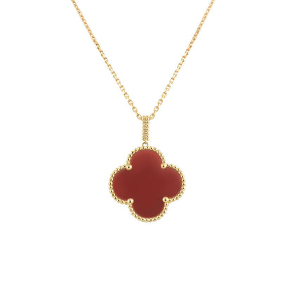 [⭐Renara]CLOVER 25MM NECKLACE GOLD CARNELIAN