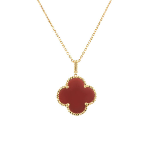 [⭐Renara]CLOVER 25MM NECKLACE GOLD CARNELIAN