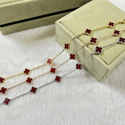 [⭐Renara]CLOVER 6 MOTIF RED AGATE BRACELET