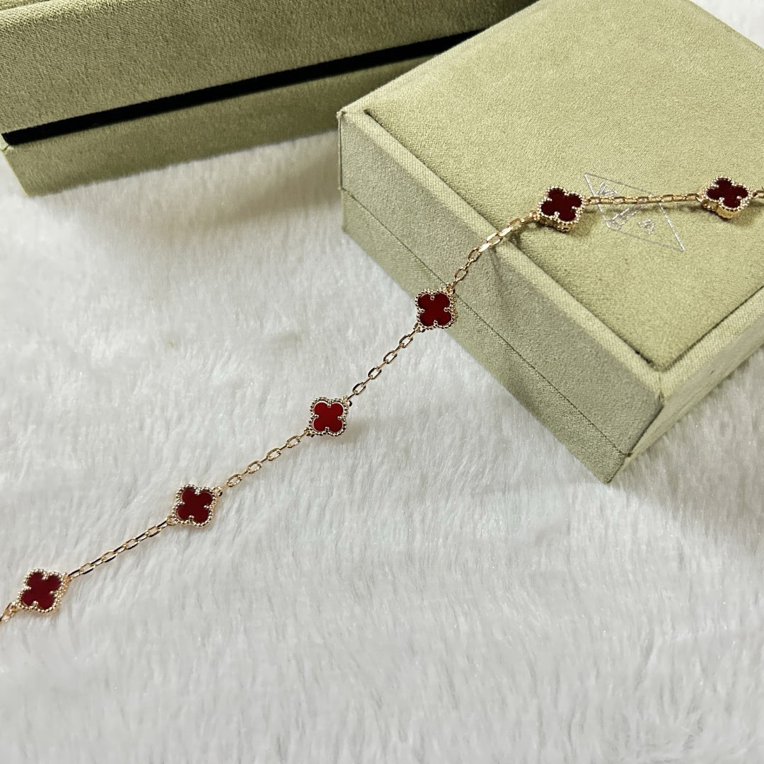 [⭐Renara]CLOVER 6 MOTIF RED AGATE BRACELET