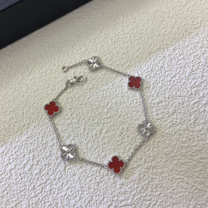 [⭐Renara]CLOVER 6 MOTIF RED AGATE LASER BRACELET