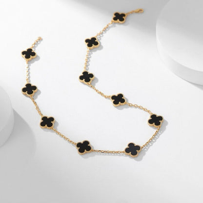 [⭐Renara]CLOVER 10 MOTIFS ONYX NECKLACE