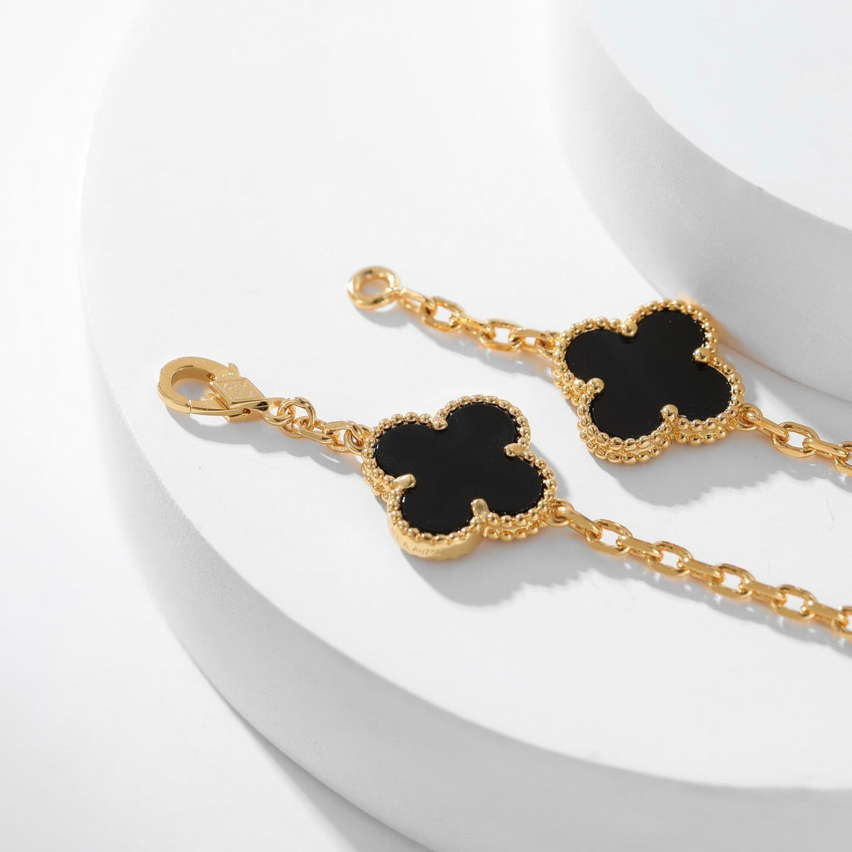 [⭐Renara]CLOVER 10 MOTIFS ONYX NECKLACE