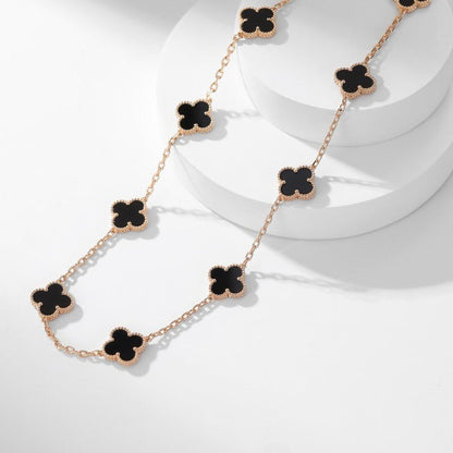 [⭐Renara]CLOVER 10 MOTIFS ONYX NECKLACE