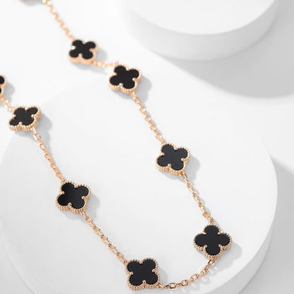 [⭐Renara]CLOVER 10 MOTIFS ONYX NECKLACE