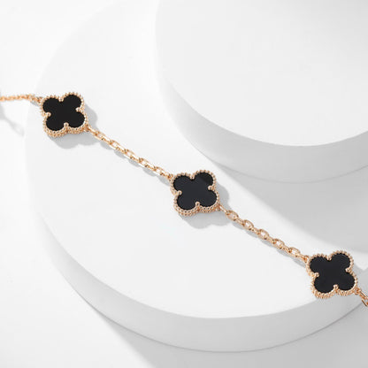 [⭐Renara]CLOVER 10 MOTIFS ONYX NECKLACE