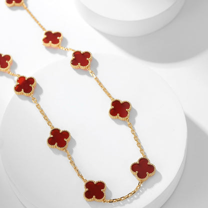 [⭐Renara]CLOVER 10 MOTIFS CARNELIAN NECKLACE