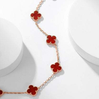 [⭐Renara]CLOVER 10 MOTIFS CARNELIAN NECKLACE