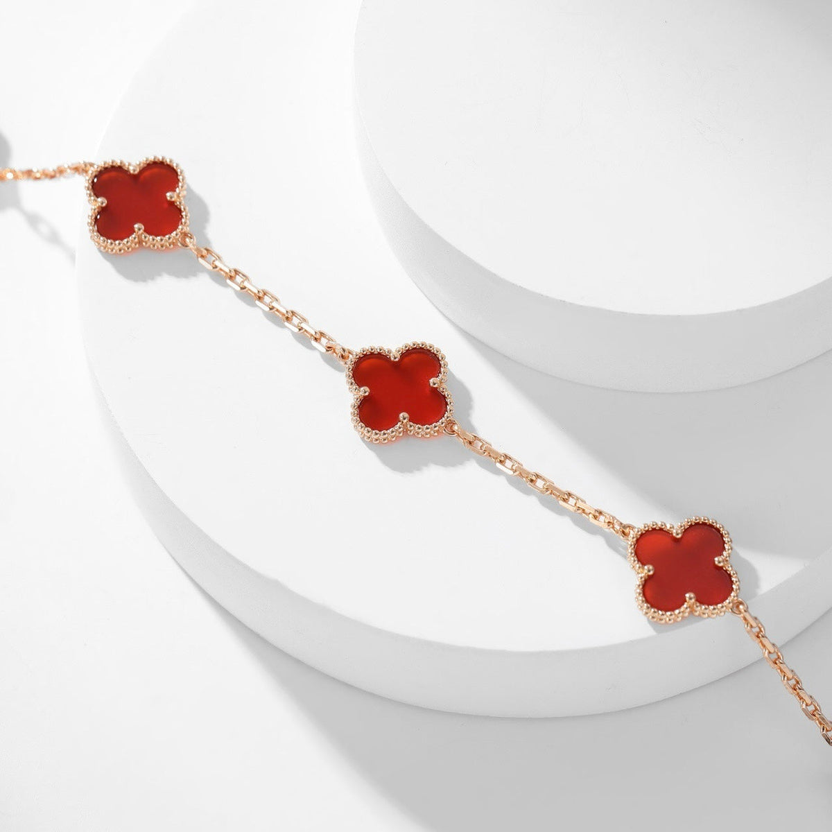 [⭐Renara]CLOVER 10 MOTIFS CARNELIAN NECKLACE