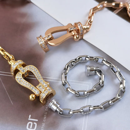 [⭐Renara]FORCE LARGE HORSESHOE CLASP  METAL BRACELET