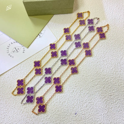 [⭐Renara Jewelry]CLOVER 10 MOTIFS  PURPLE VIOLET  NECKLACE