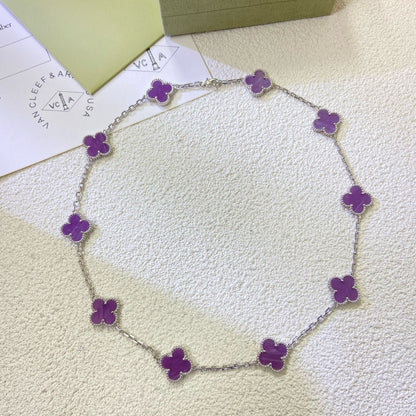 [⭐Renara Jewelry]CLOVER 10 MOTIFS  PURPLE VIOLET  NECKLACE
