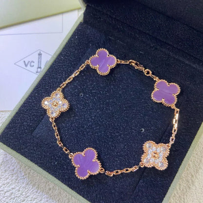[⭐Renara] CLOVER 5 MOTIF VIOLET BRACELET COLLECTION
