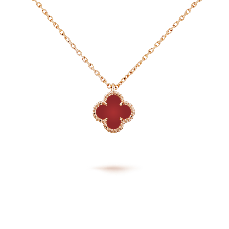 [⭐Renara]CLOVER MINI 9.5MM WHITE CARNELIANS NECKLACE