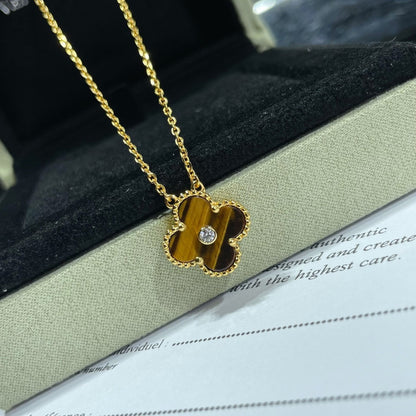 [⭐Renara]CLOVER 15MM DIAMOND AND YELLOW TIGER'S EYE AGATE necklace