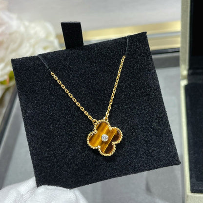[⭐Renara]CLOVER 15MM DIAMOND AND YELLOW TIGER'S EYE AGATE necklace