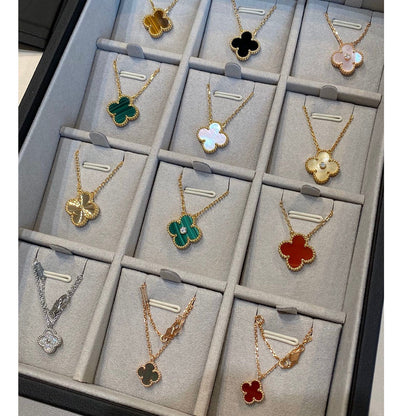 [⭐Renara]CLOVER 15MM MALACHITE SINGLE FLOWER  NECKLACE