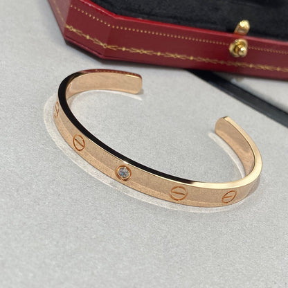 [⭐Renara]LOVE BRACELET 6.1MM 1 DIAMOND OPEN CUFF