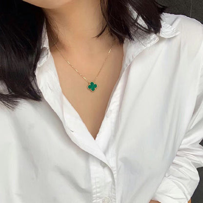 [⭐Renara]CLOVER 15MM MALACHITE SINGLE FLOWER  NECKLACE