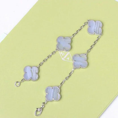 [⭐Renara] CLOVER 5 MOTIF PURPLE CHALCEDONY BRACELET COLLECTION
