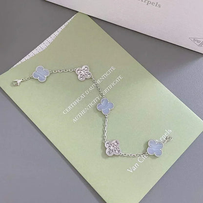 [⭐Renara] CLOVER 5 MOTIF PURPLE CHALCEDONY BRACELET COLLECTION