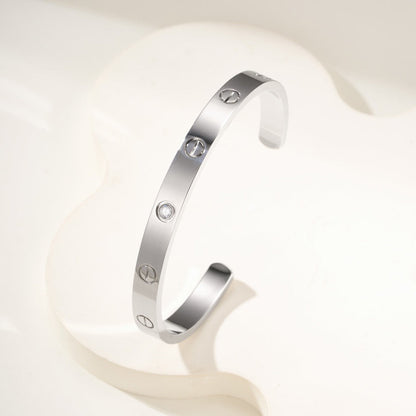 [⭐Renara]LOVE BRACELET 6.1MM 1 DIAMOND OPEN CUFF