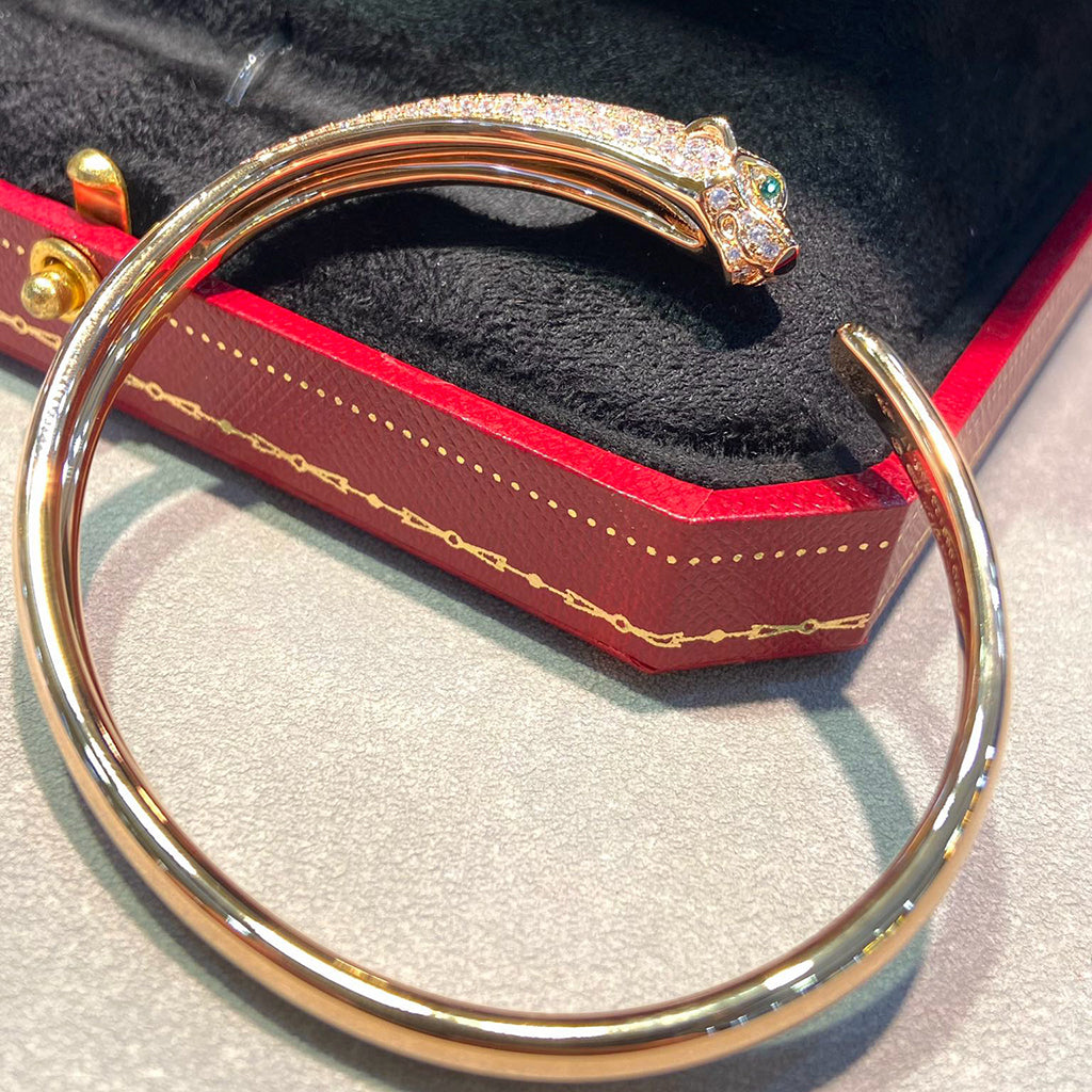 [⭐Renara]PANTHERE HALF DIAMOND OPEN BRACELET