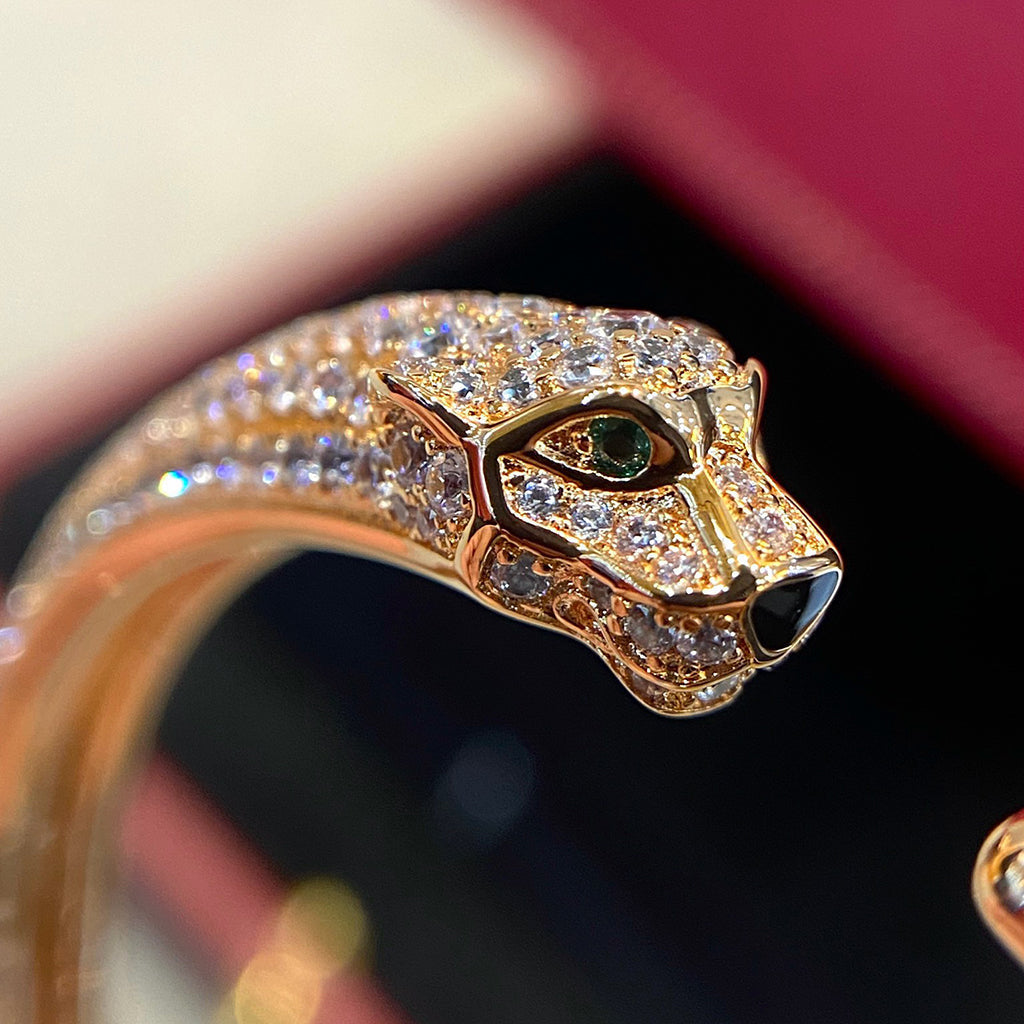 [⭐Renara]PANTHERE HALF DIAMOND OPEN BRACELET