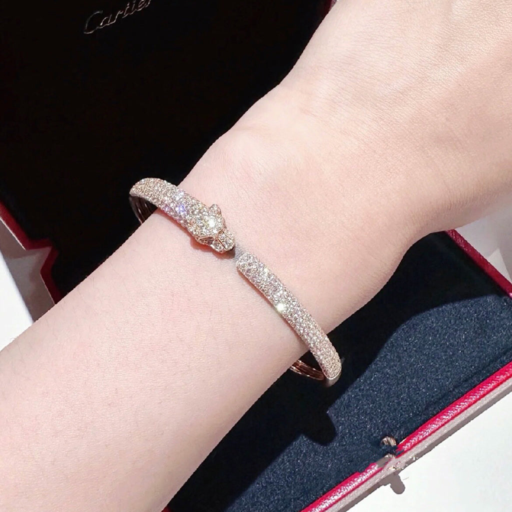 [⭐Renara]PANTHERE FULL DIAMOND OPEN BRACELET