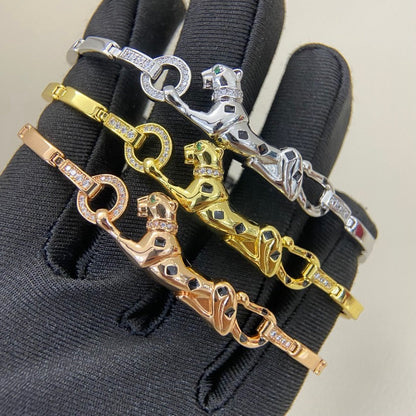 [⭐Renara]PANTHERE HALF DIAMOND ON CHAIN BRACELET
