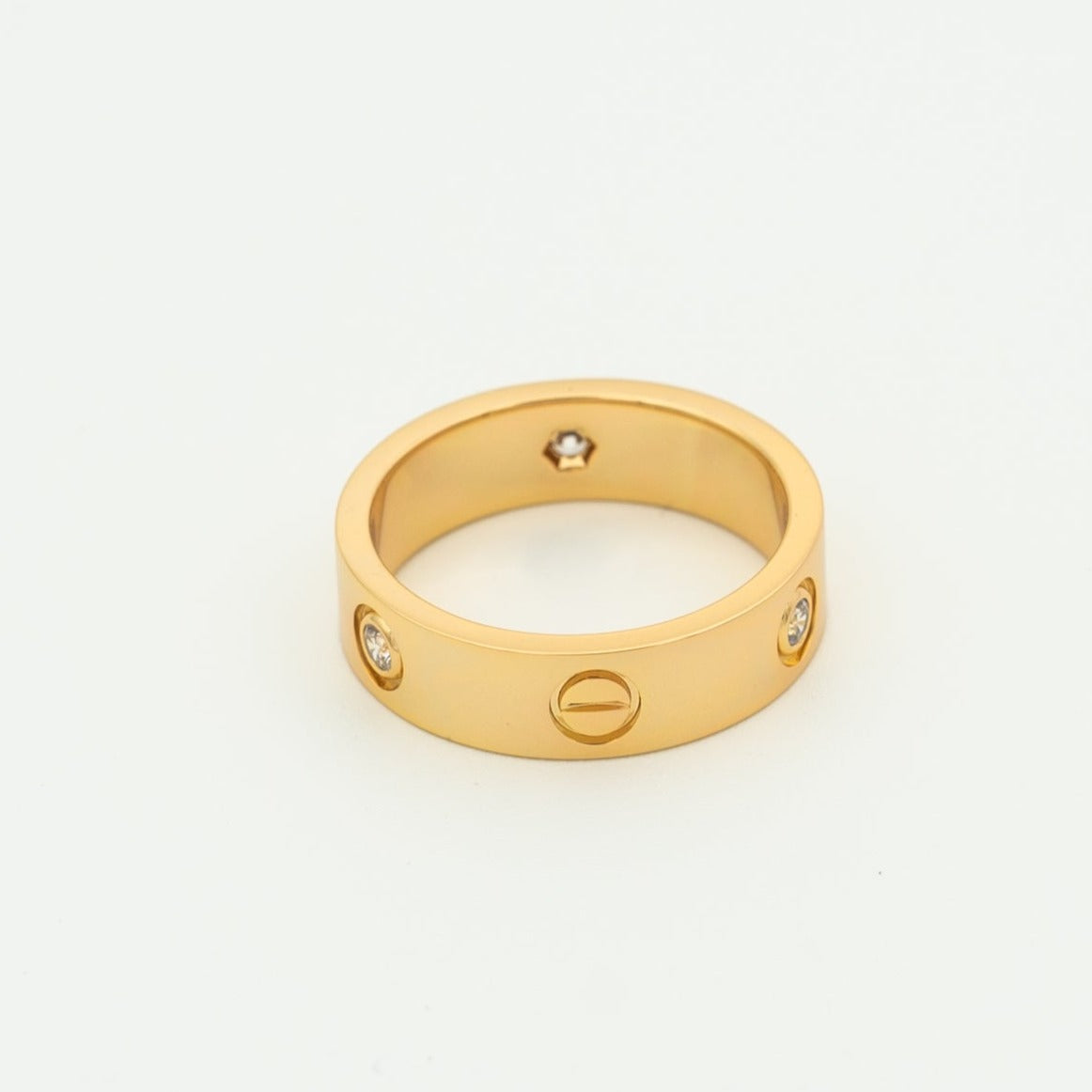 [⭐Renara]LOVE RING 5.5MM 3 DIAMONDS PINK GOLD