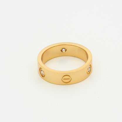[⭐Renara]LOVE RING 5.5MM 3 DIAMONDS PINK GOLD