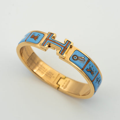 [⭐Renara]H PINK GOLD BRACELET BLUE CERAMIC