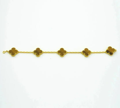 [⭐Renara] CLOVER 5 MOTIFS TIGER EYE BRACELET COLLECTION