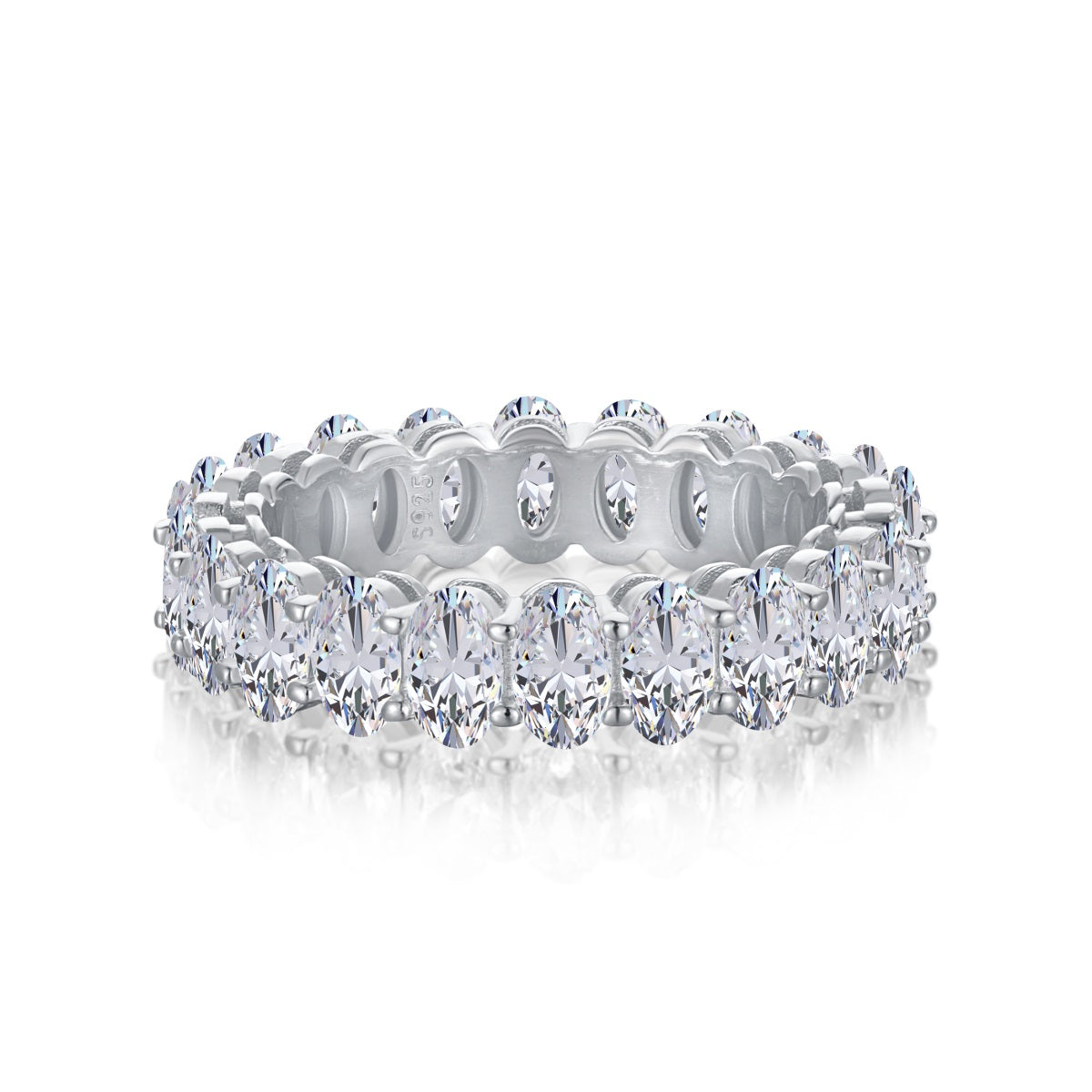 [Lucky Jewelry]Ornate Oval Cut Tennis Ring