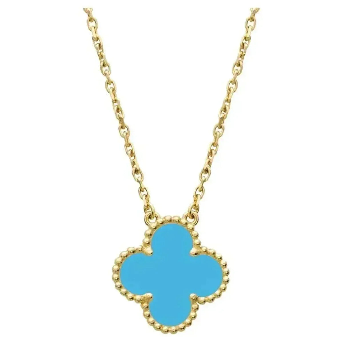 [⭐Renara]CLOVER 15MM VINTAGE TURQUOISE NECKLACE