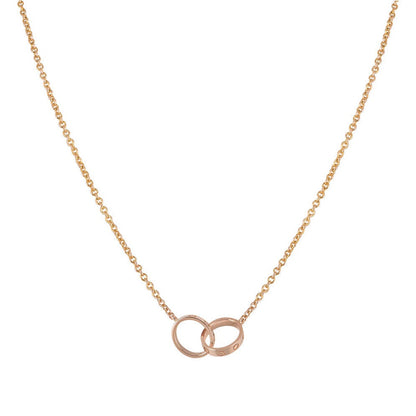 [⭐Renara]LOVE NECKLACE DOUBLE RING PINK GOLD