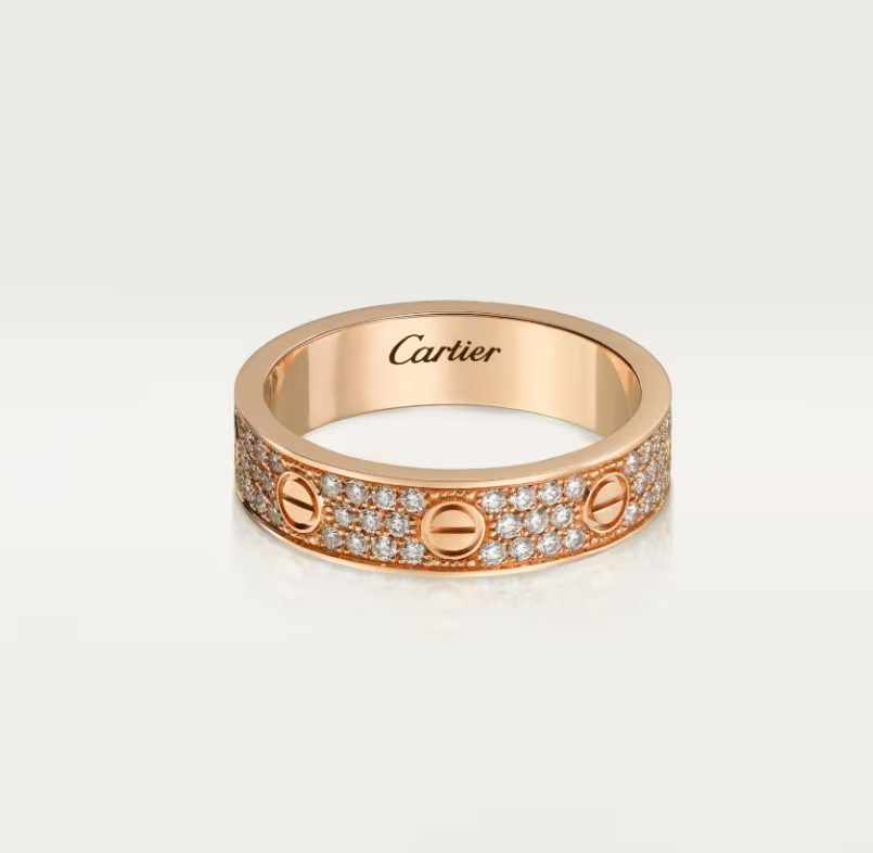 [⭐Renara]LOVE RING 4mm-wide full-diamond ring Rose Gold