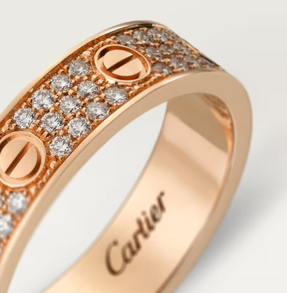 [⭐Renara]LOVE RING 4mm-wide full-diamond ring Rose Gold