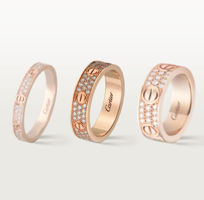 [⭐Renara]LOVE RING 4mm-wide full-diamond ring Rose Gold