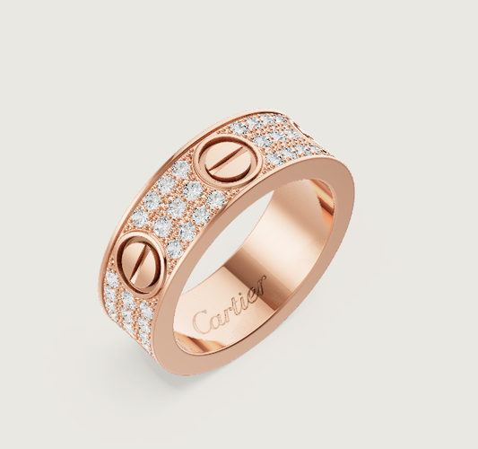 [⭐Renara]LOVE RING 6.5mm-wide full-diamond ring Rose Gold