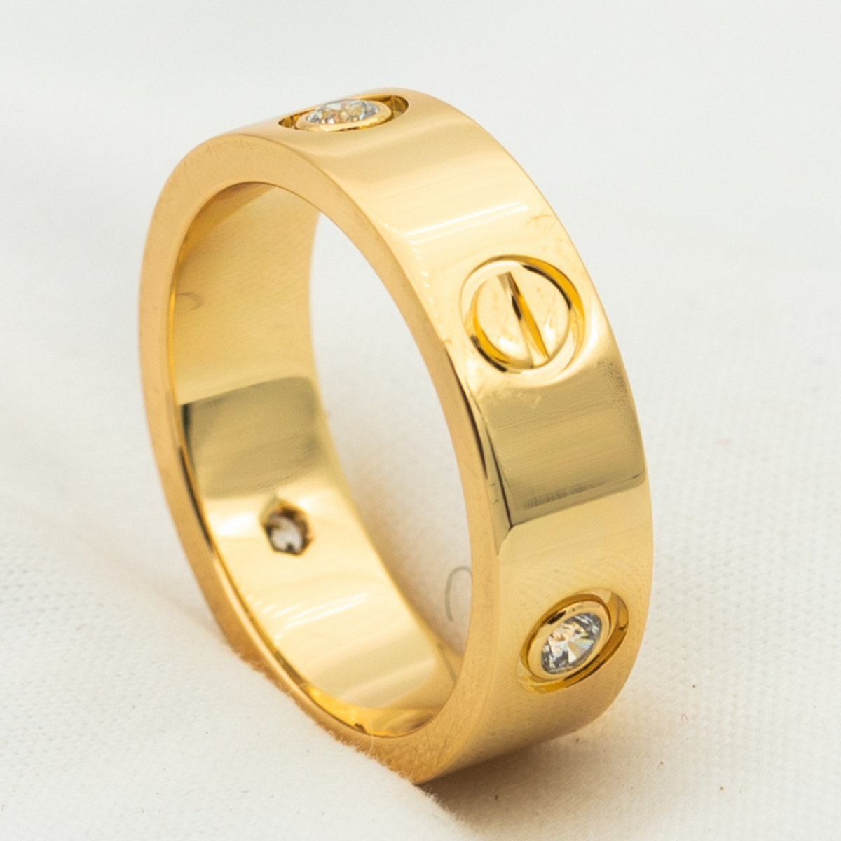 [⭐Renara]LOVE RING 5.5MM 3 DIAMONDS PINK GOLD